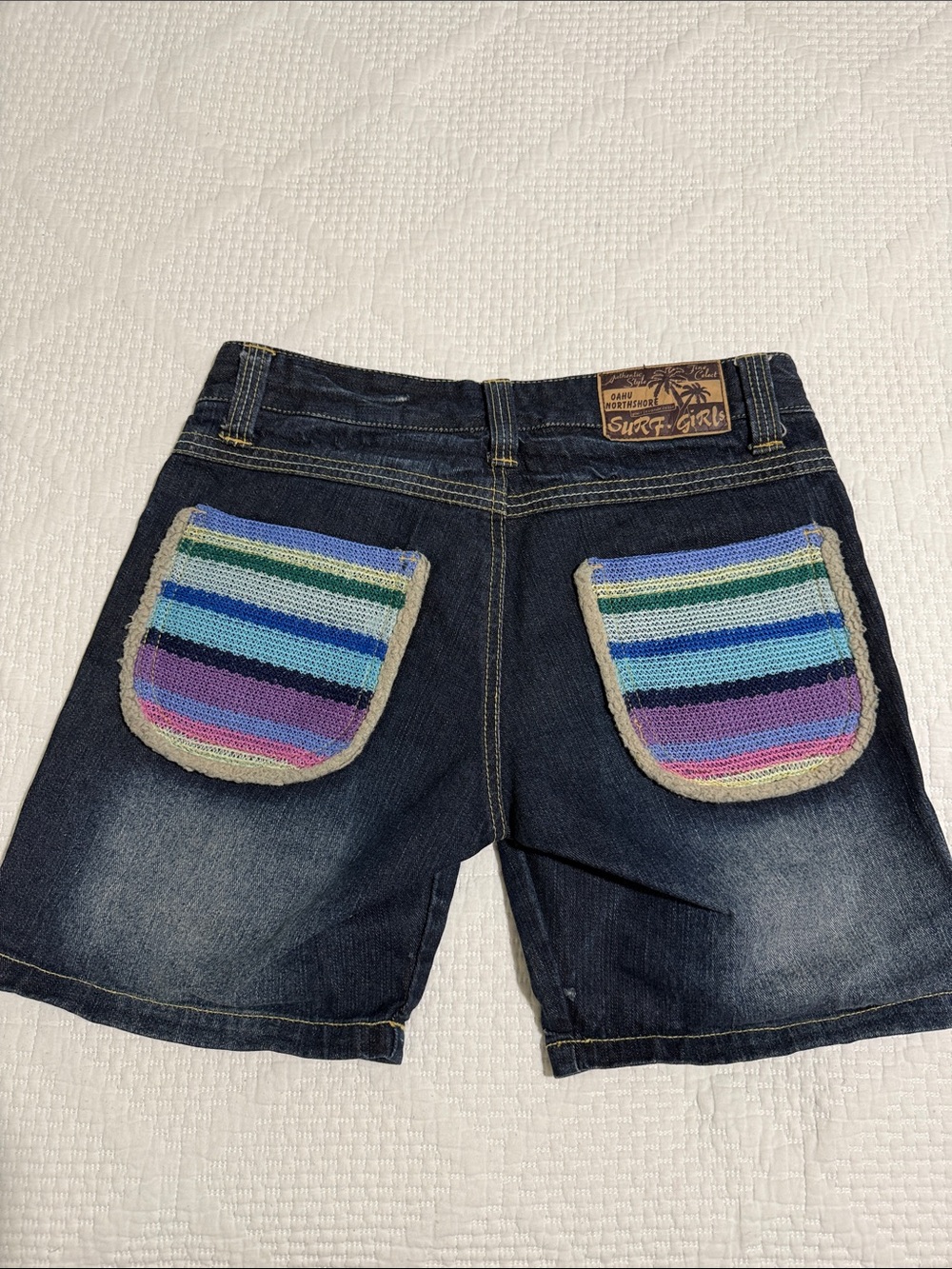 Dark Blue 'Longbeach For Surf Girl' Denim Shorts